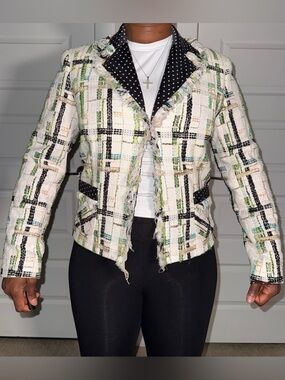 Dana Buckman Tweed Polka Dot Blazer